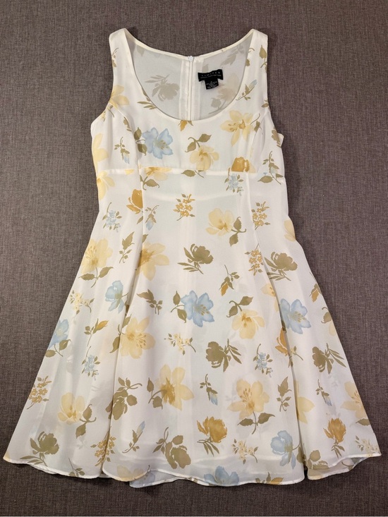 limited london Paris New York Dresses & Skirts - Sleeveless White Mini Dress with Yellow & Blue Floral Print
